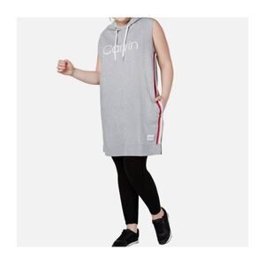 Calvin Klein Performance Pink Striped Sleeveless Hoodie Dress, Size 2X, EUC